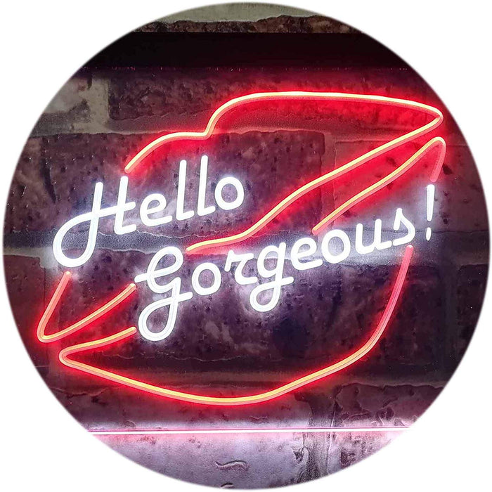 Lips Hello Gorgeous LED Light Sign - Way Up Gifts
