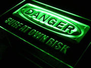 Danger Surf at Own Risk Beach LED Light Sign - LED Gift Works