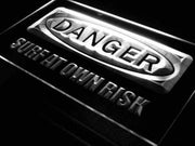 Danger Surf at Own Risk Beach LED Light Sign - LED Gift Works