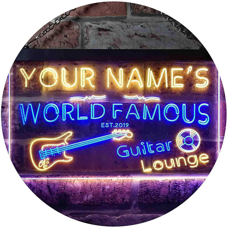 Personalized Guitar Lounge Music Room Studio LED Light Sign - LED Gift Works