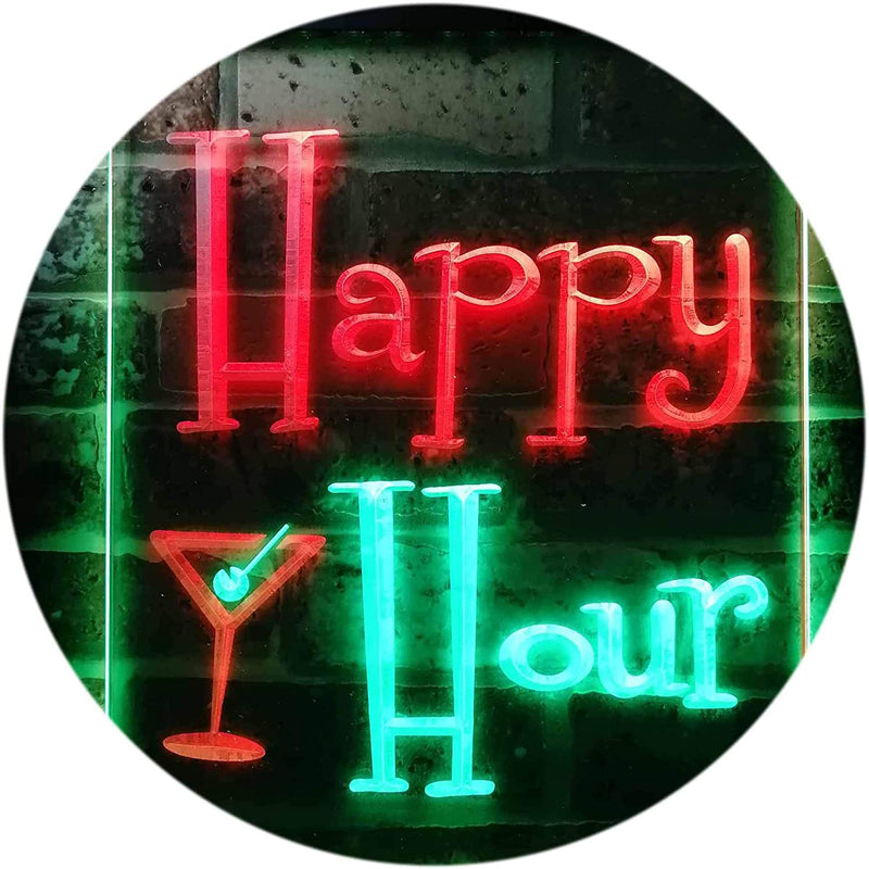 Happy Hour Cocktails Bar LED Light Sign - LED Gift Works