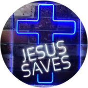 Christian Cross Jesus Saves LED Light Sign - LED Gift Works