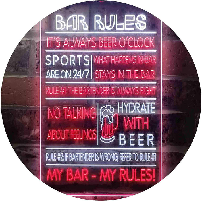 Bar Rules LED Light Sign - Way Up Gifts