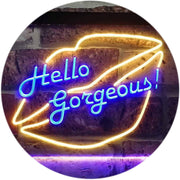 Lips Hello Gorgeous LED Light Sign - LED Gift Works