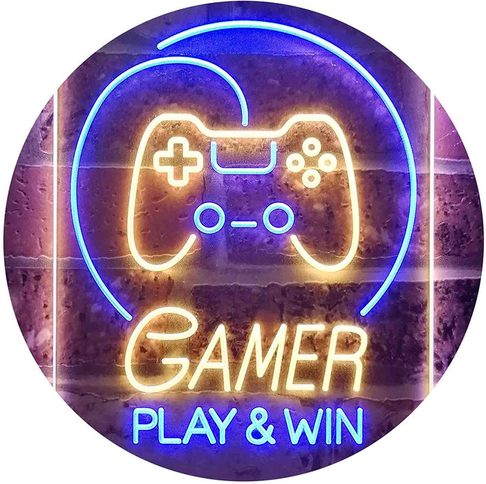 Gamer Play Win Game Room LED Light Sign - Way Up Gifts