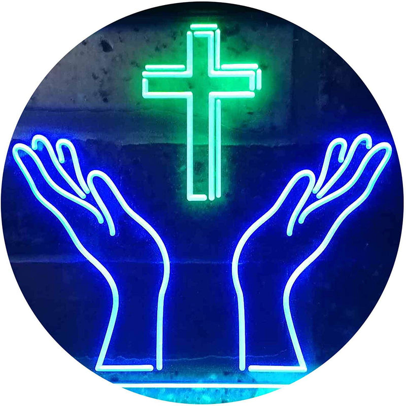 Christianity Hands Cross LED Light Sign - LED Gift Works