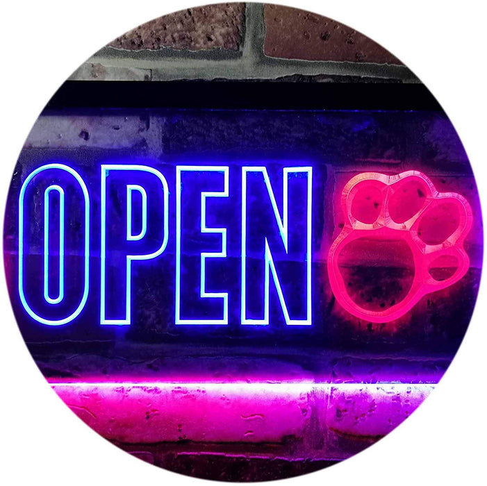 Open Paw Print Dog Grooming LED Light Sign - Way Up Gifts
