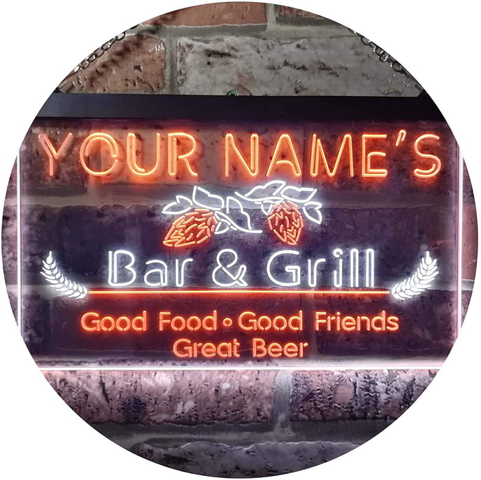 Personalized Bar & Grill LED Light Sign - Way Up Gifts