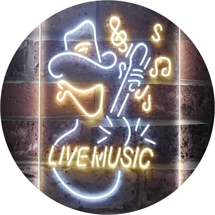 Cowboy Guitar Live Music LED Light Sign - Way Up Gifts