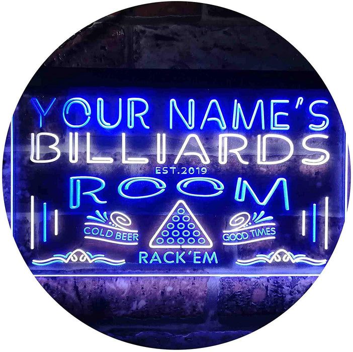 Personalized Pool Billiards Room LED Light Sign - Way Up Gifts