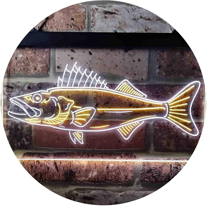 Walleye Fish Fishing Bait Store LED Light Sign - Way Up Gifts
