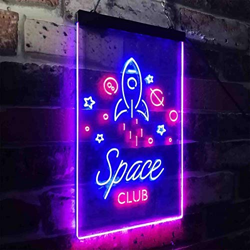 Rocket Space Club Kids Room Decor LED Light Sign - Way Up Gifts