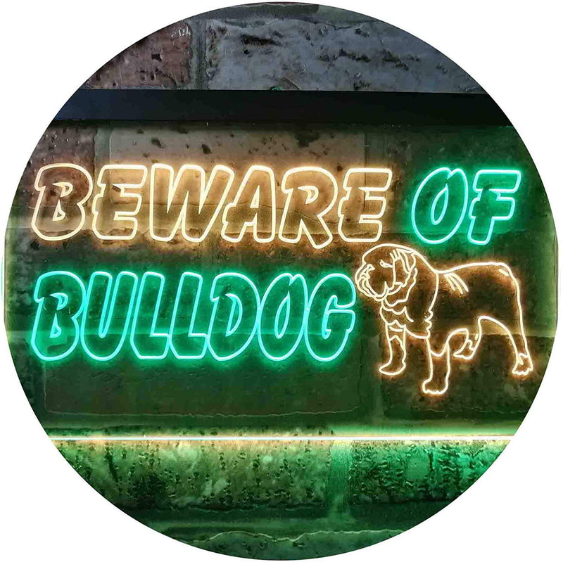 Beware of Bulldog LED Light Sign - LED Gift Works