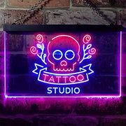 Skull Tattoo Studio LED Light Sign - LED Gift Works
