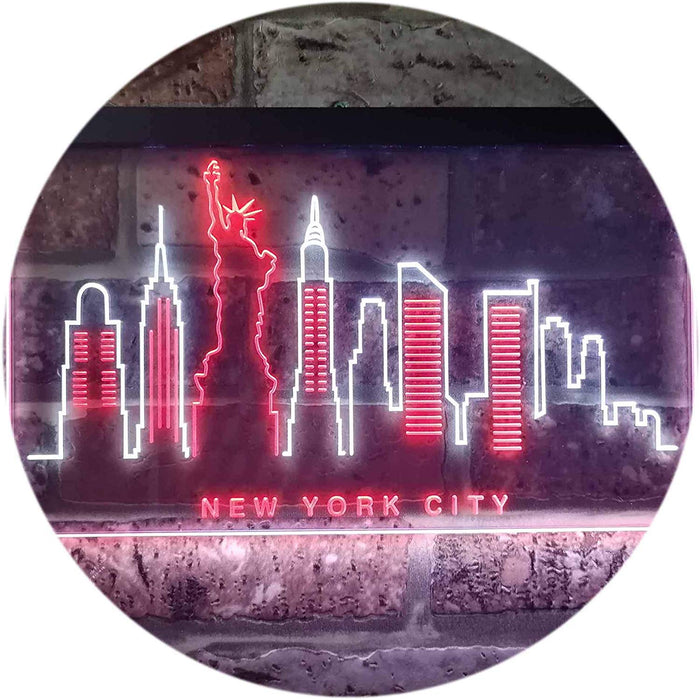 New York City Skyline Statue of Liberty LED Light Sign - Way Up Gifts