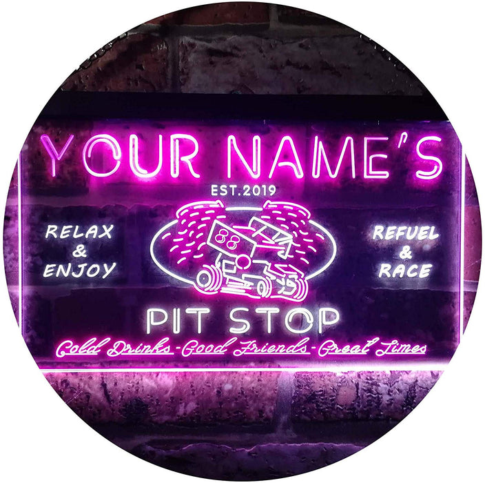 Personalized Car Racing Beer Pit Stop Bar LED Light Sign - Way Up Gifts