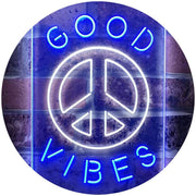 Good Vibes Peace Hippie Bedroom Decor LED Light Sign - LED Gift Works
