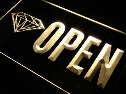 Diamonds Jewelry Shop Open LED Light Sign - Way Up Gifts