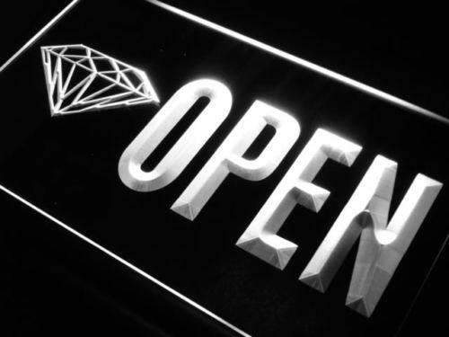 Diamonds Jewelry Shop Open LED Light Sign - Way Up Gifts