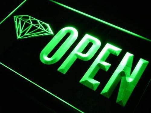 Diamonds Jewelry Shop Open LED Light Sign - Way Up Gifts