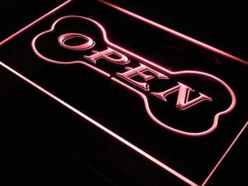 Open Dog Bone Grooming Pet Shop LED Light Sign - Way Up Gifts