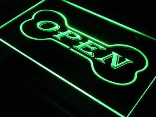 Open Dog Bone Grooming Pet Shop LED Light Sign - LED Gift Works