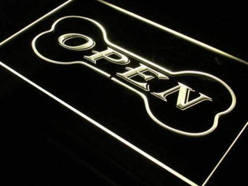 Open Dog Bone Grooming Pet Shop LED Light Sign - Way Up Gifts