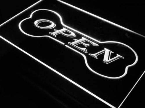 Open Dog Bone Grooming Pet Shop LED Light Sign - LED Gift Works