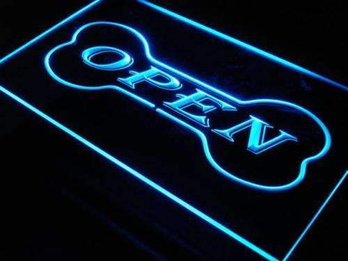 Open Dog Bone Grooming Pet Shop LED Light Sign - LED Gift Works