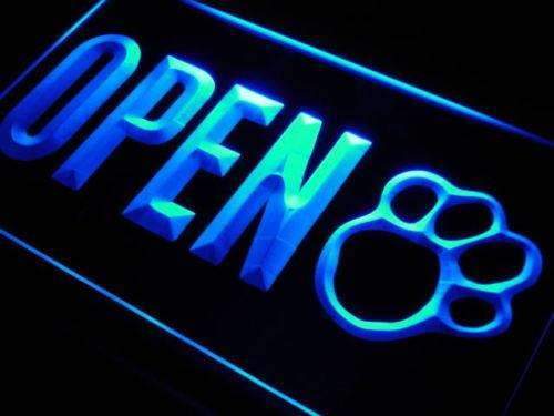 Dog Paw Print Grooming Shop Open LED Light Sign - Way Up Gifts