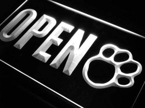 Dog Paw Print Grooming Shop Open LED Light Sign - LED Gift Works
