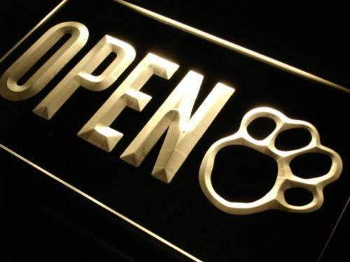 Dog Paw Print Grooming Shop Open LED Light Sign - Way Up Gifts