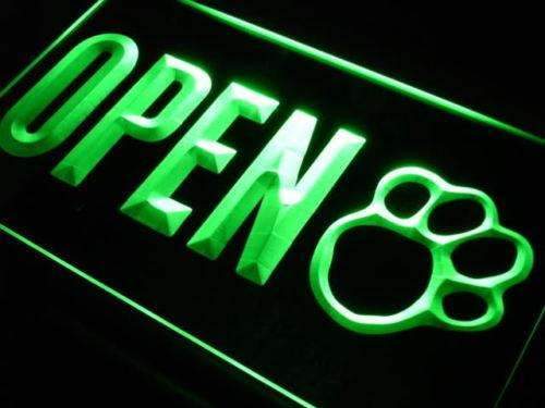 Dog Paw Print Grooming Shop Open LED Light Sign - Way Up Gifts