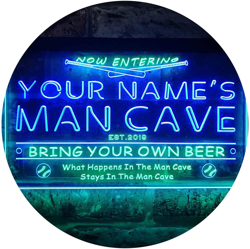 Personalized Sports Baseball Theme Man Cave LED Light Sign - LED Gift Works