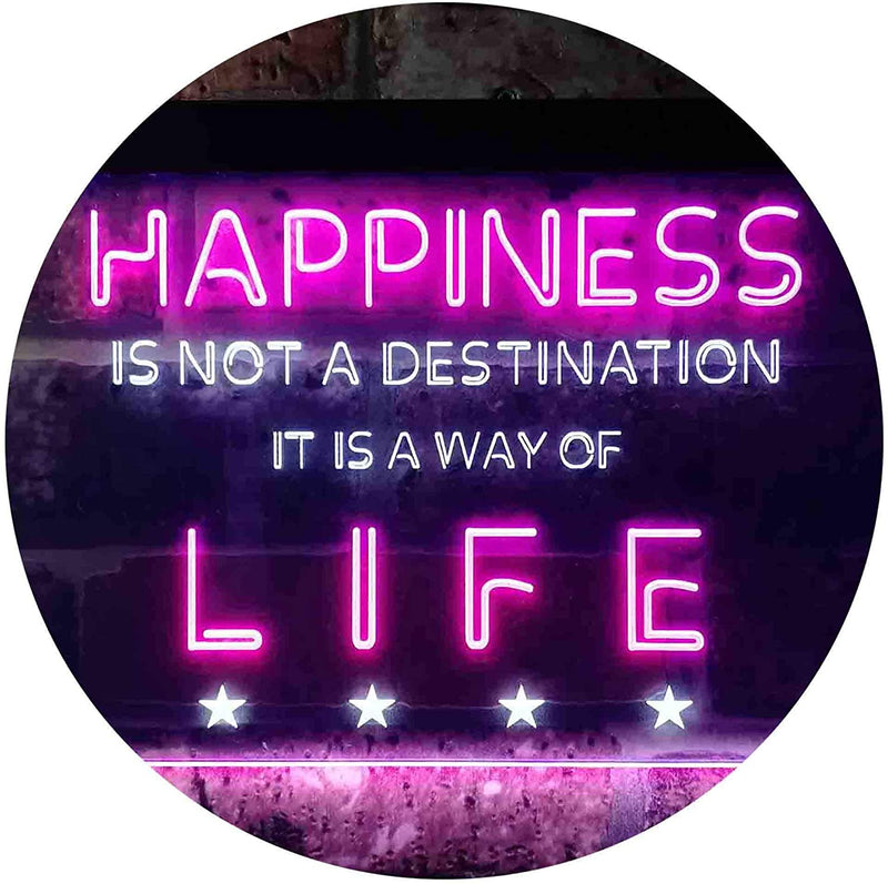 Happiness is a Way of Life Quotes Bedroom Decor LED Light Sign - LED Gift Works