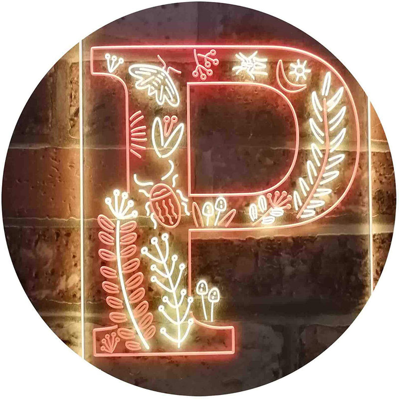 Family Name Letter P Monogram Initial LED Light Sign - LED Gift Works