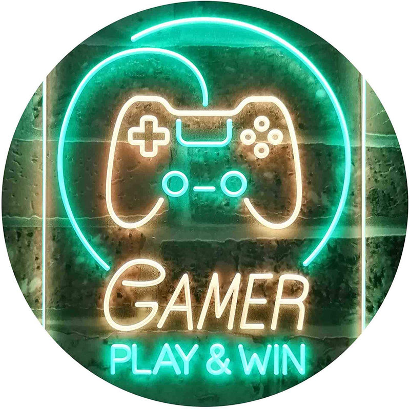 Gamer Play Win Game Room LED Light Sign - LED Gift Works