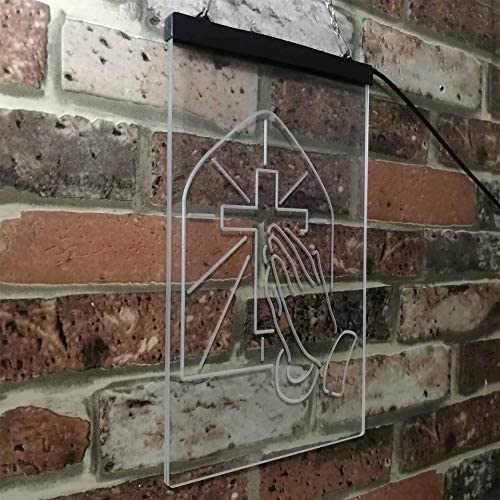 Christianity Cross Hands Praying LED Light Sign - Way Up Gifts