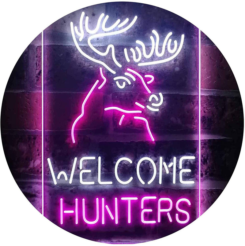 Hunting Store Cabin Decor Welcome Hunters LED Light Sign - LED Gift Works