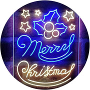 Merry Christmas Holly Leaves Star LED Light Sign - LED Gift Works