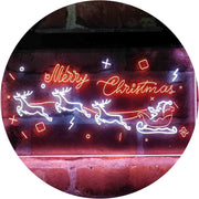 Merry Christmas Santa Claus Sleigh Reindeer LED Light Sign - LED Gift Works