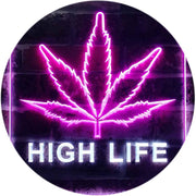 Marijuana Leaf High Life LED Light Sign - LED Gift Works