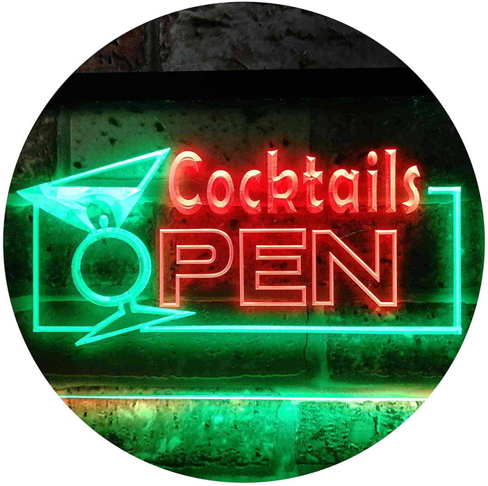 Bar Cocktails Open LED Light Sign - Way Up Gifts