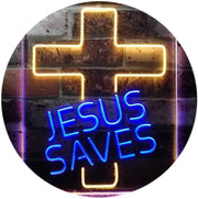 Christian Cross Jesus Saves LED Light Sign - LED Gift Works