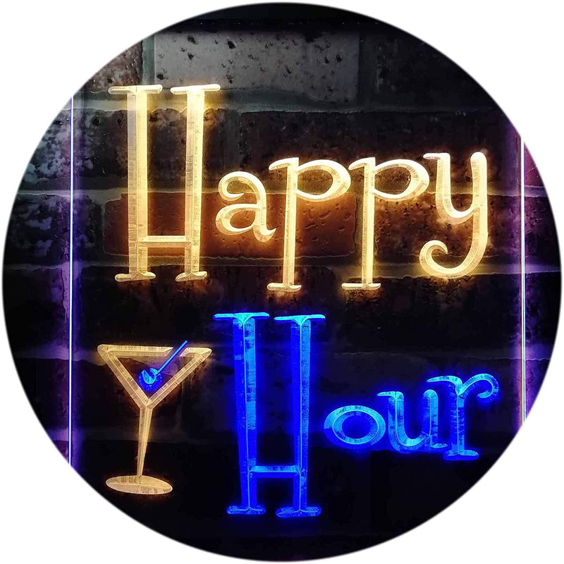 Happy Hour Cocktails Bar LED Light Sign - LED Gift Works