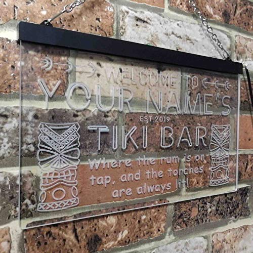 Personalized Tiki Bar LED Light Sign - Way Up Gifts
