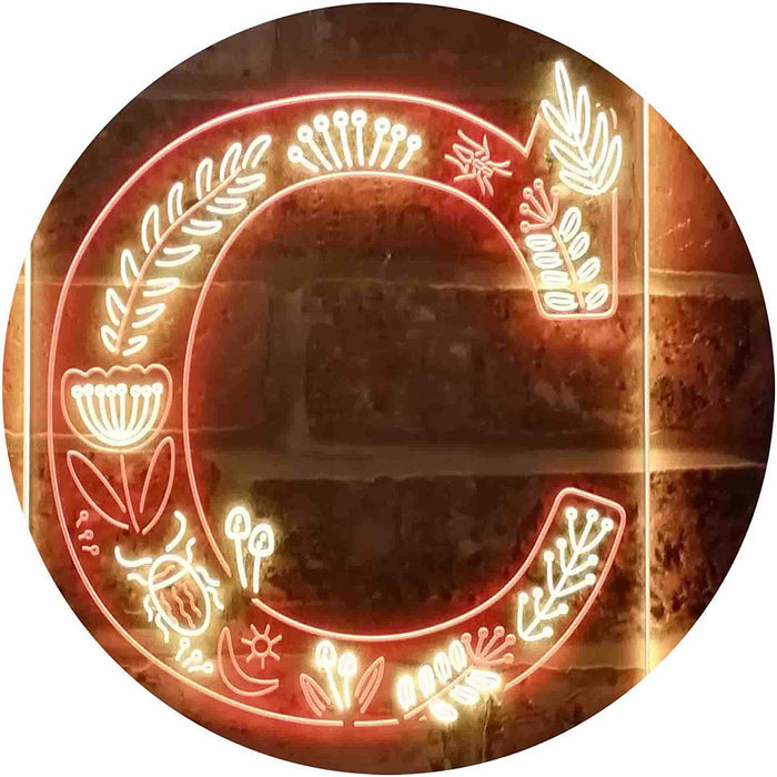 Family Name Letter C Monogram Initial LED Light Sign - Way Up Gifts
