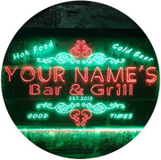 Personalized Hot Food Cold Beer Bar & Grill LED Light Sign - LED Gift Works