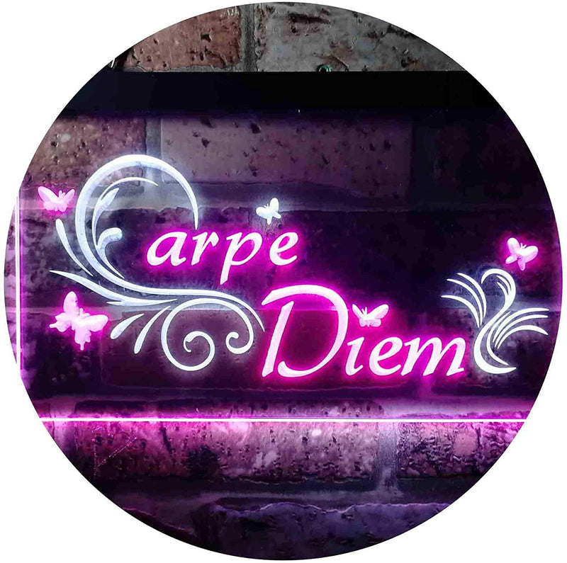 Carpe Diem Seize The Day Bedroom Quote LED Light Sign - LED Gift Works
