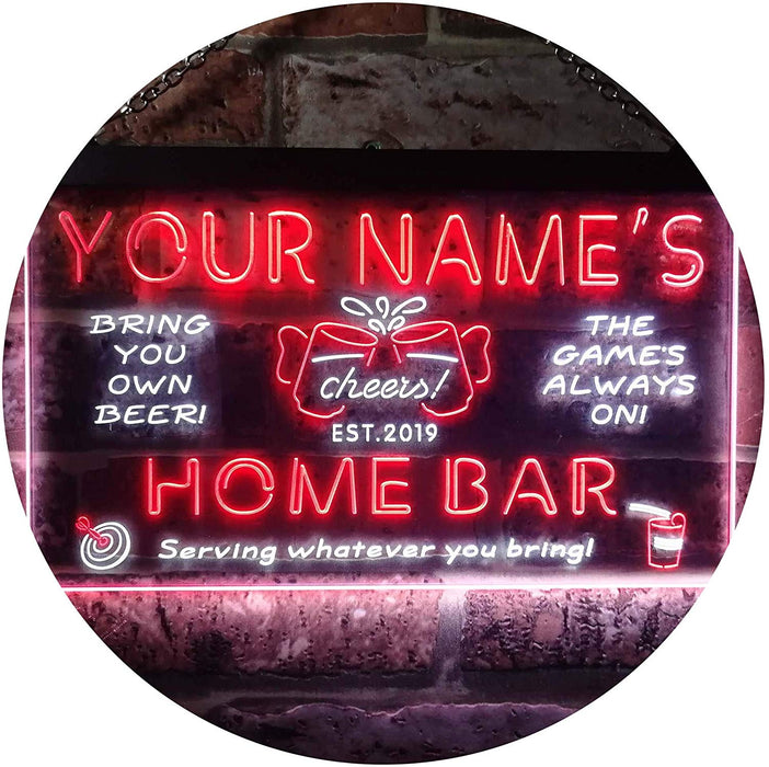 Personalized Beer Cheers Home Bar LED Light Sign - Way Up Gifts